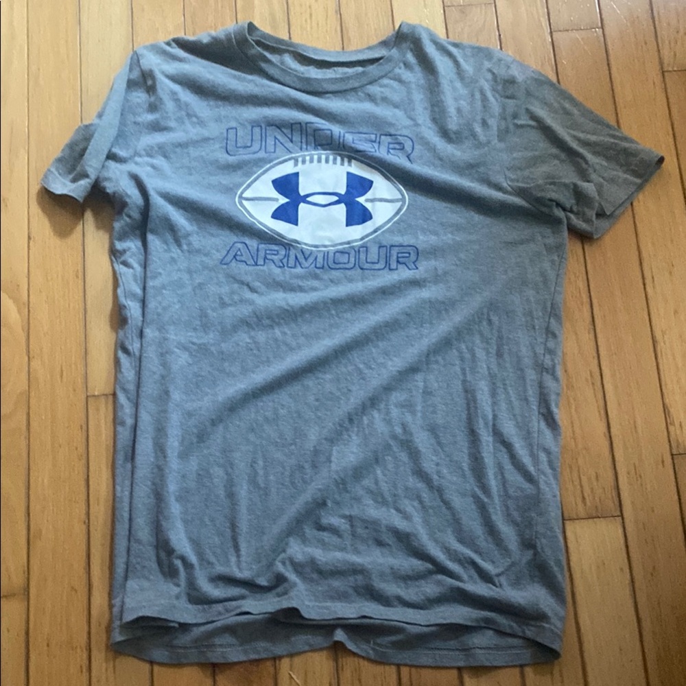 Under Armour Men's Blue Logo Gray Tee